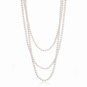 4mm White Akoya Pearl Rope Necklace