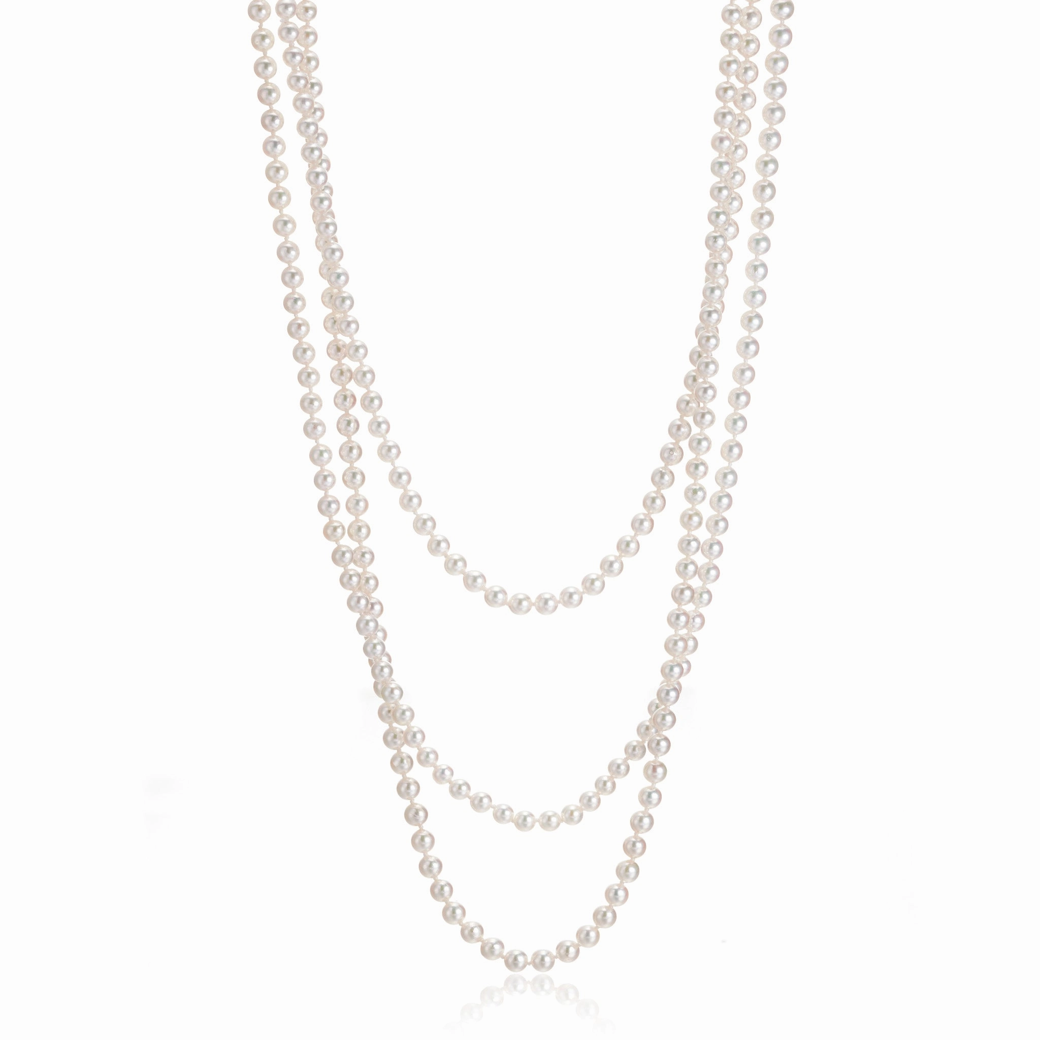 4mm White Akoya Pearl Rope Necklace