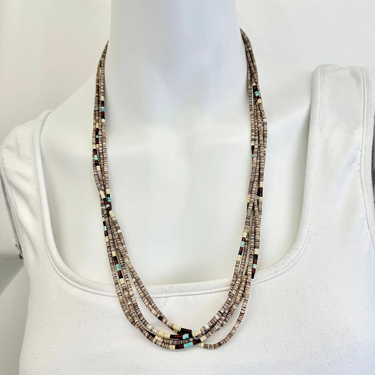 5 Strand Heishi  Necklace with Turquoise