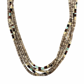 5 Strand Heishi  Necklace with Turquoise