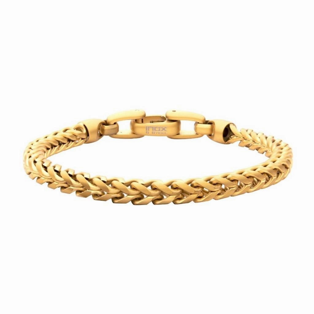 5mm 18K Gold IP Steel Sandblast Franco Chain Bracelet