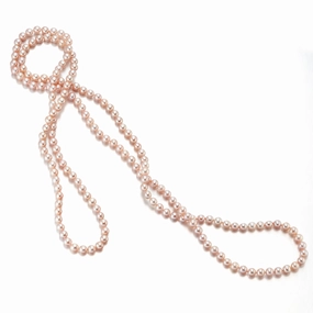 5mm Pink Pearl Rope Necklace