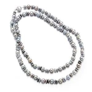6-9mm Mixed Gray Keshi & Tahitian Pearl Long Necklace