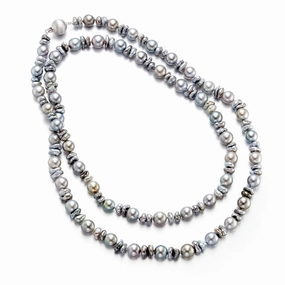 6-9mm Mixed Gray Keshi & Tahitian Pearl Long Necklace