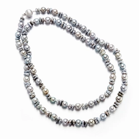 6-9mm Mixed Gray Keshi & Tahitian Pearl Long Necklace