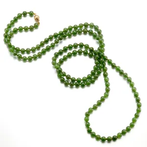 6mm Fine Siberian Green Jade Bead Rope Necklace