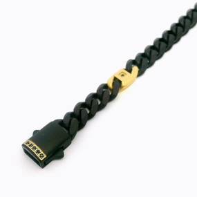 6mm Black And 18K Gold IP Steel Matte Finish Miami Cuban Chain Bracelet