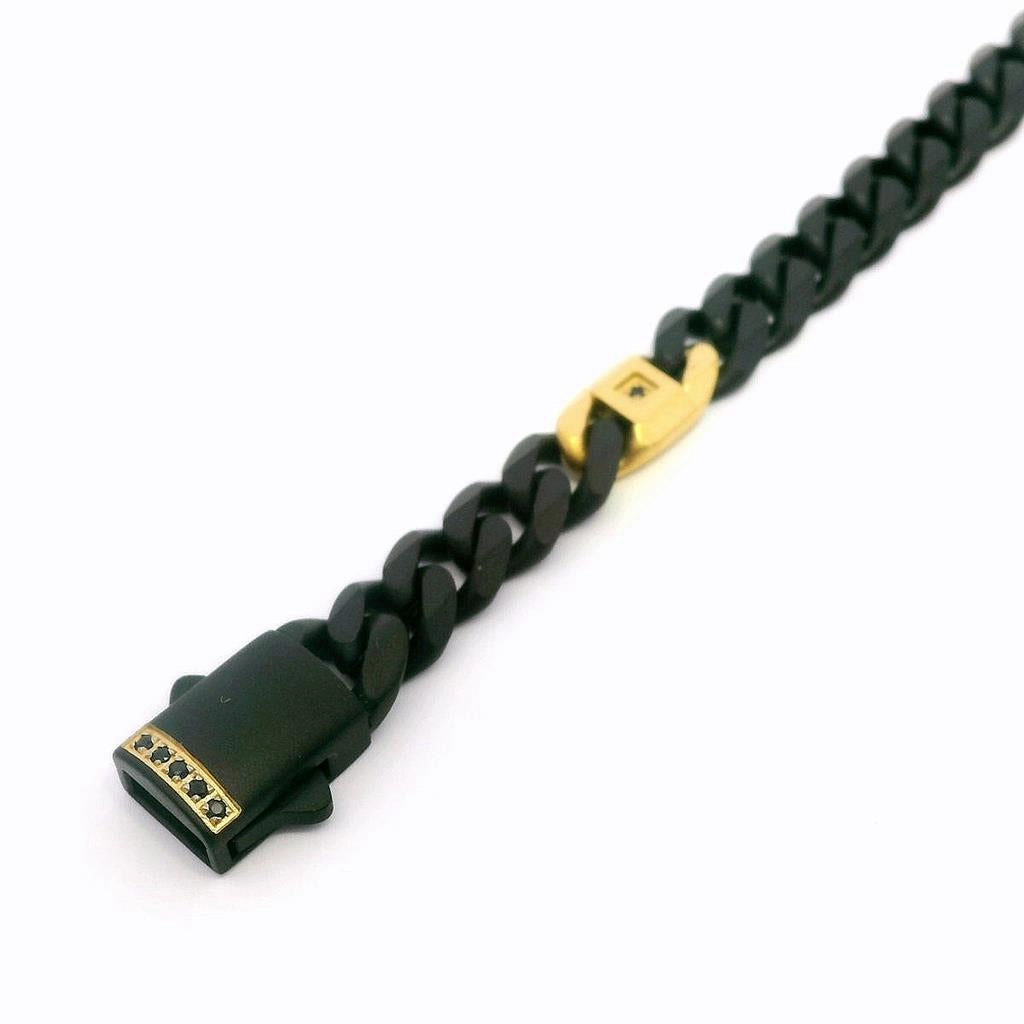 6mm Black And 18K Gold IP Steel Matte Finish Miami Cuban Chain Bracelet