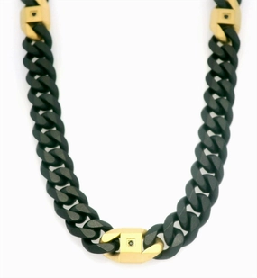 6mm Black And 18K Gold IP Steel Matte Finish Miami Cuban Chain Necklace