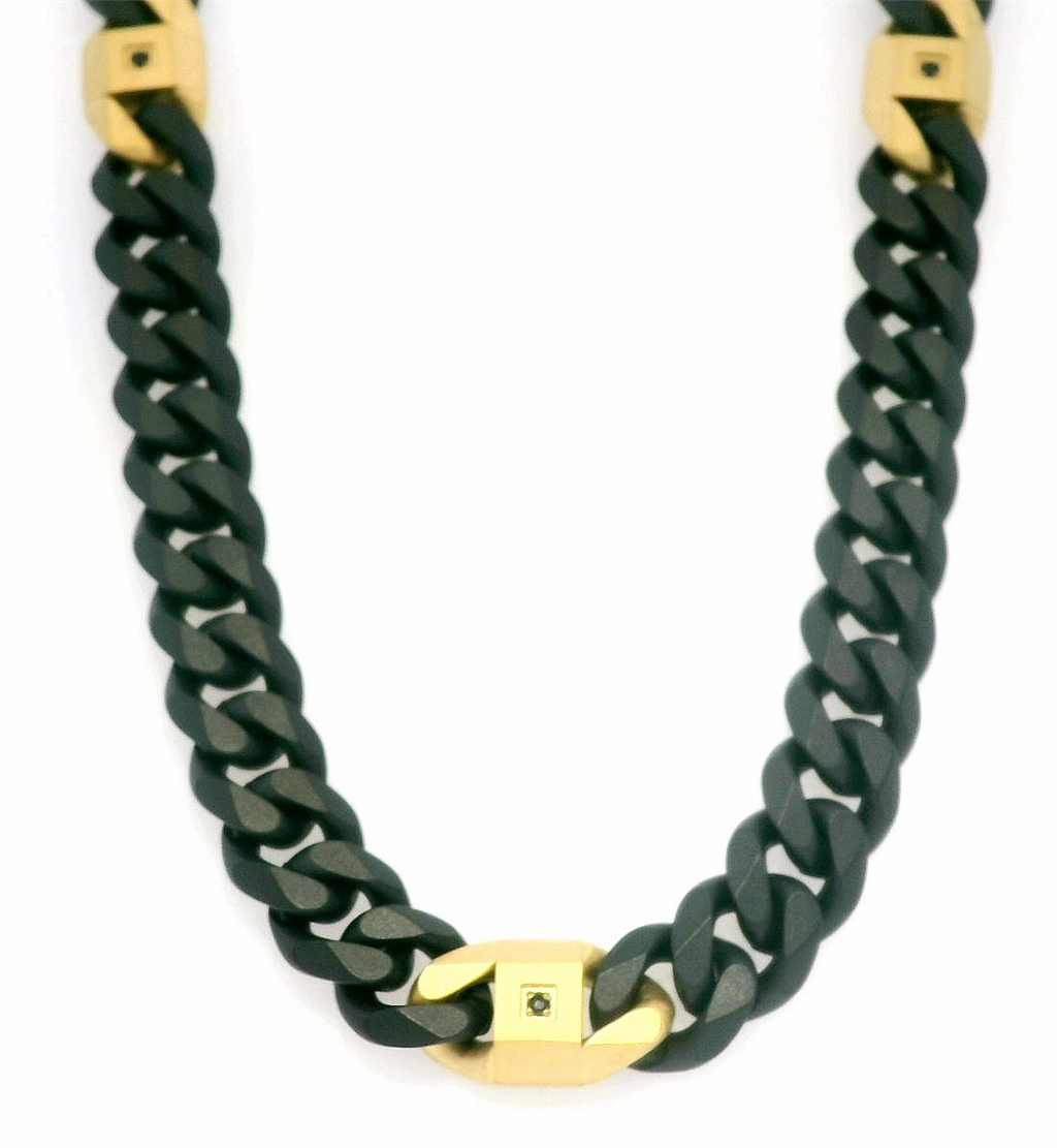 6mm Black And 18K Gold IP Steel Matte Finish Miami Cuban Chain Necklace