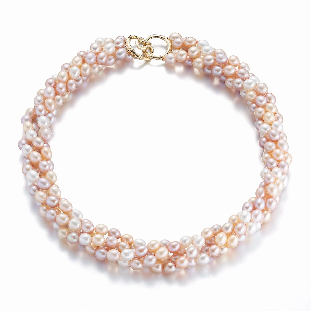 6mm Pastel Baroque Pearl 4-Strand Twist Necklace