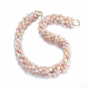 6mm Pastel Baroque Pearl 4-Strand Twist Necklace