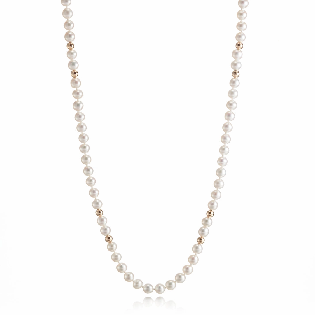 6mm Pearl & Gold Rope Necklace