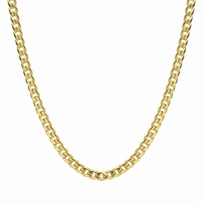 7.4mm 18K Gold IP Titanium Curb Chain Necklace