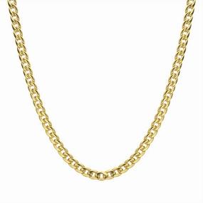 7.4mm 18K Gold IP Titanium Curb Chain Necklace