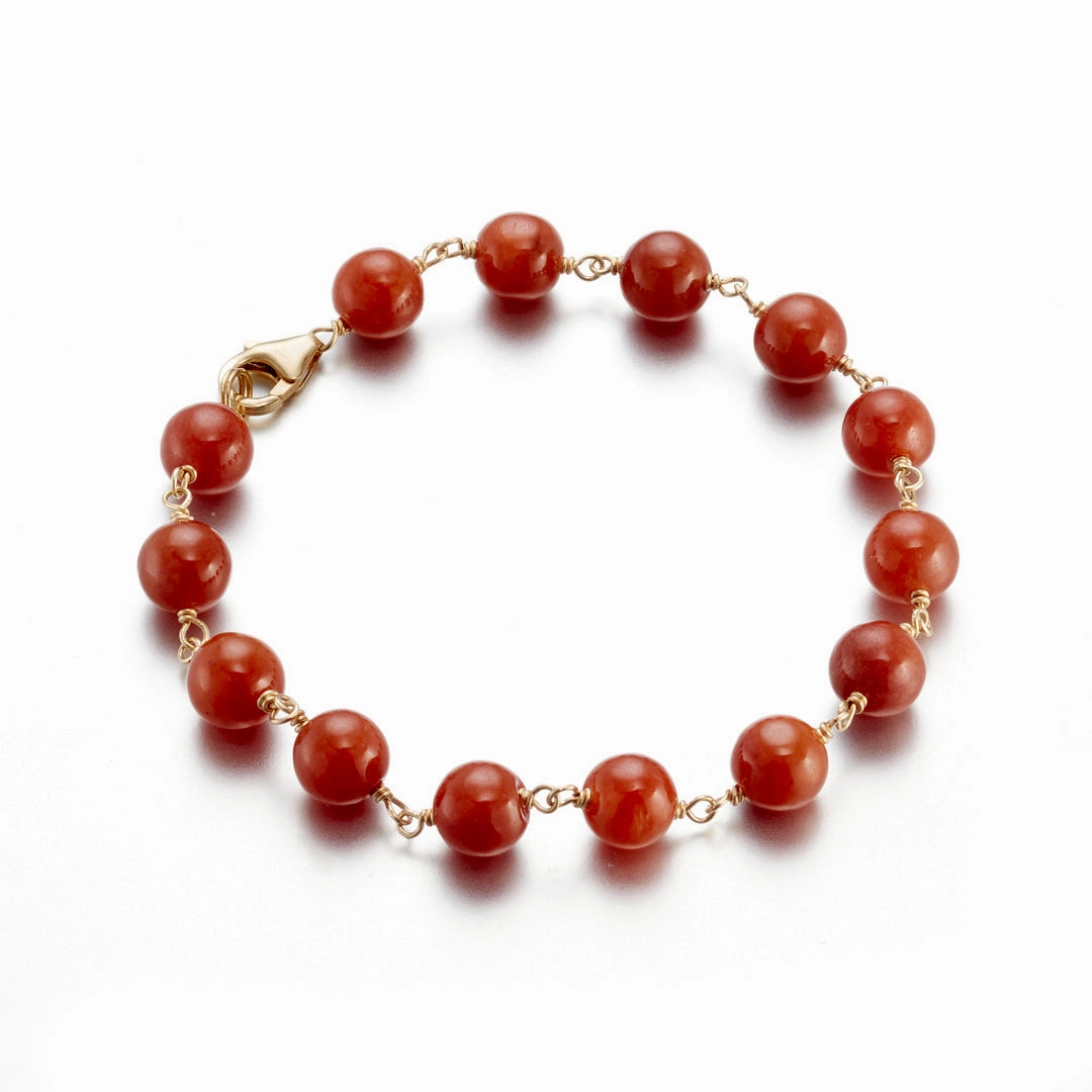 7mm Red Jade Pigtail Bracelet