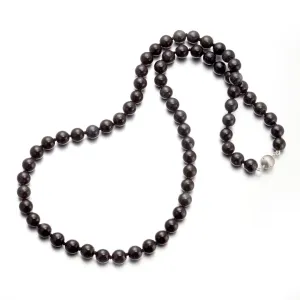 8mm Dark Gray Jade Bead Necklace