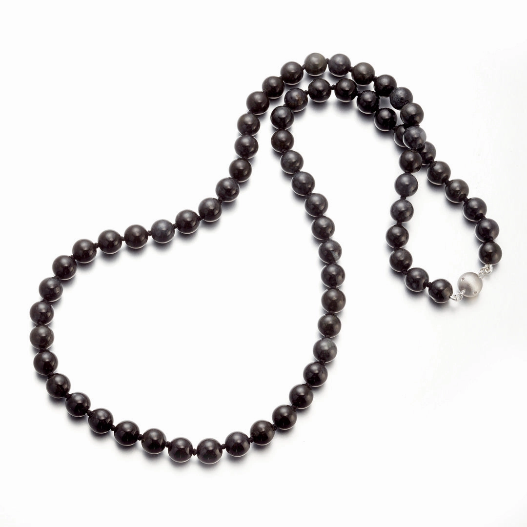 8mm Dark Gray Jade Bead Necklace