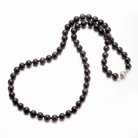 8mm Dark Gray Jade Bead Necklace