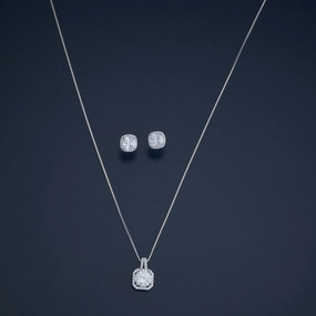 92.5 Silver Pendant with Chain and Earring Set 180969
