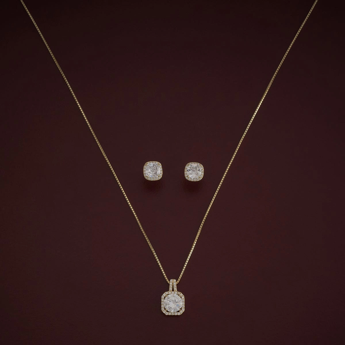 92.5 Silver Pendant with Chain and Earring Set 180969