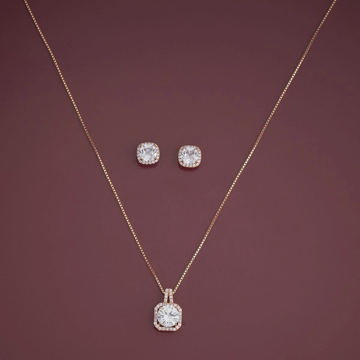 92.5 Silver Pendant with Chain and Earring Set 180969