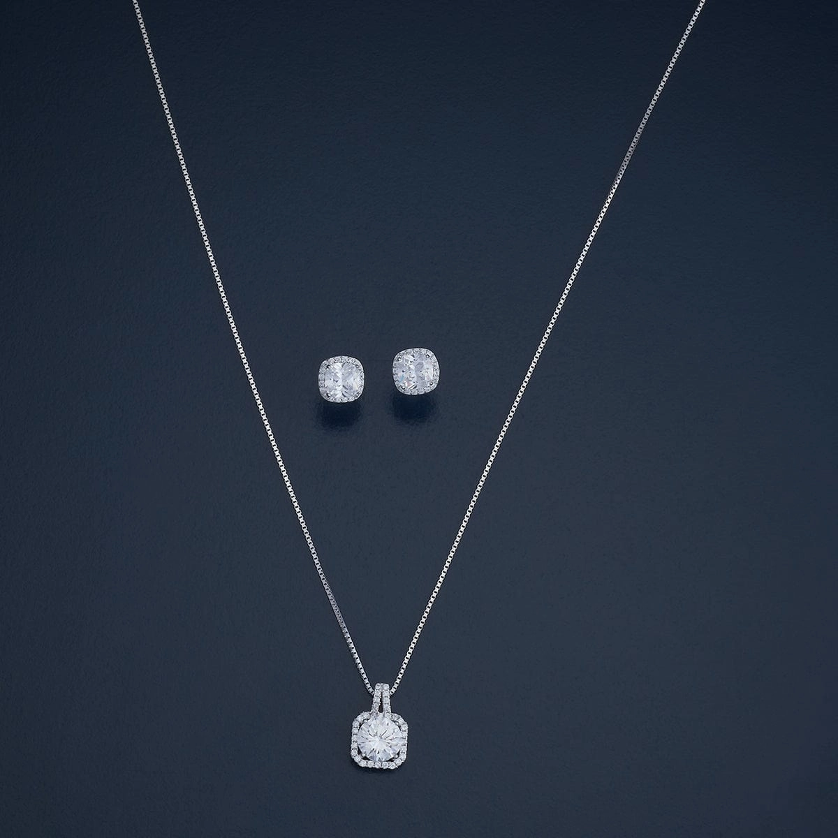 92.5 Silver Pendant with Chain and Earring Set 180969