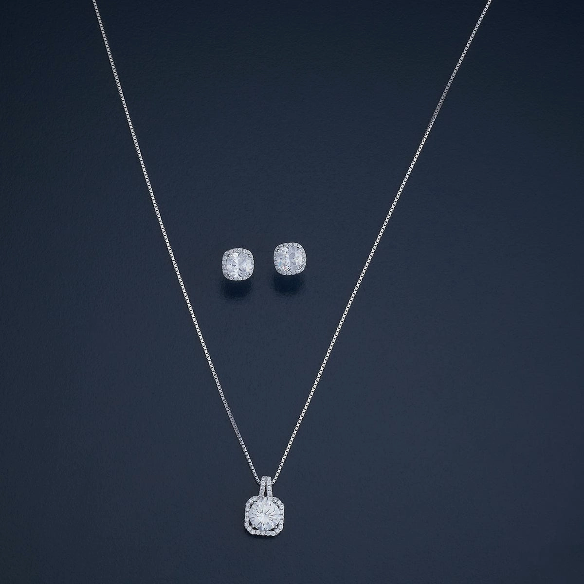92.5 Silver Pendant with Chain and Earring Set 180969
