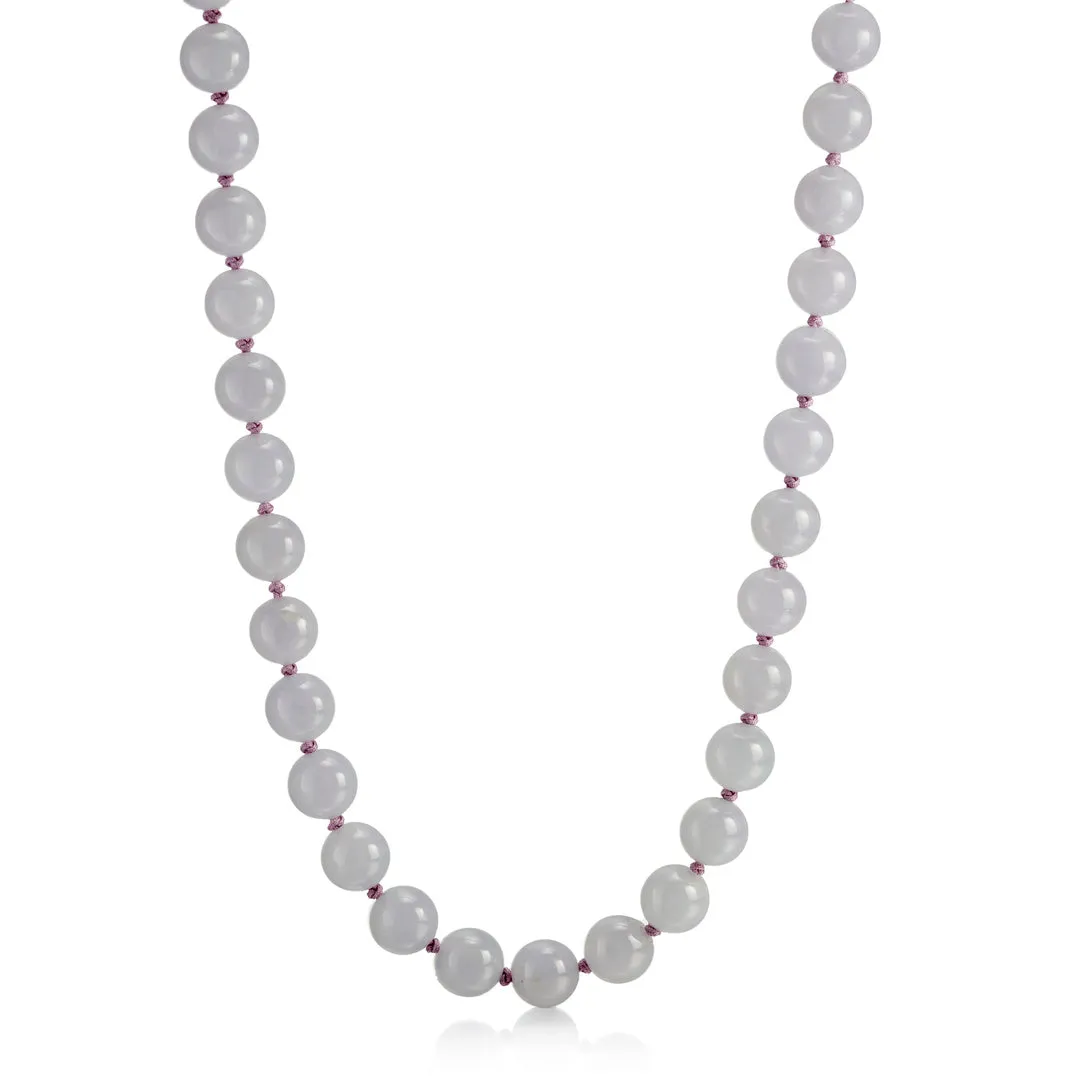 9.9mm Lavender Jade Bead Necklace