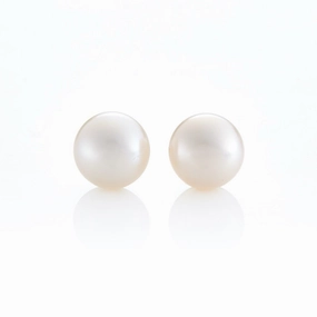 9mm Button Freshwater Pearl Earrings
