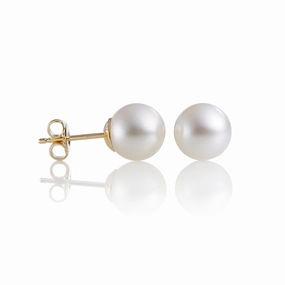 9mm White Pearl Earrings