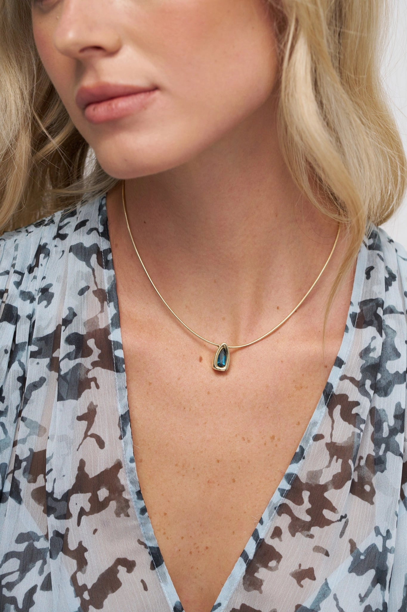 "Bana" Bead Pendant, Blue Topaz