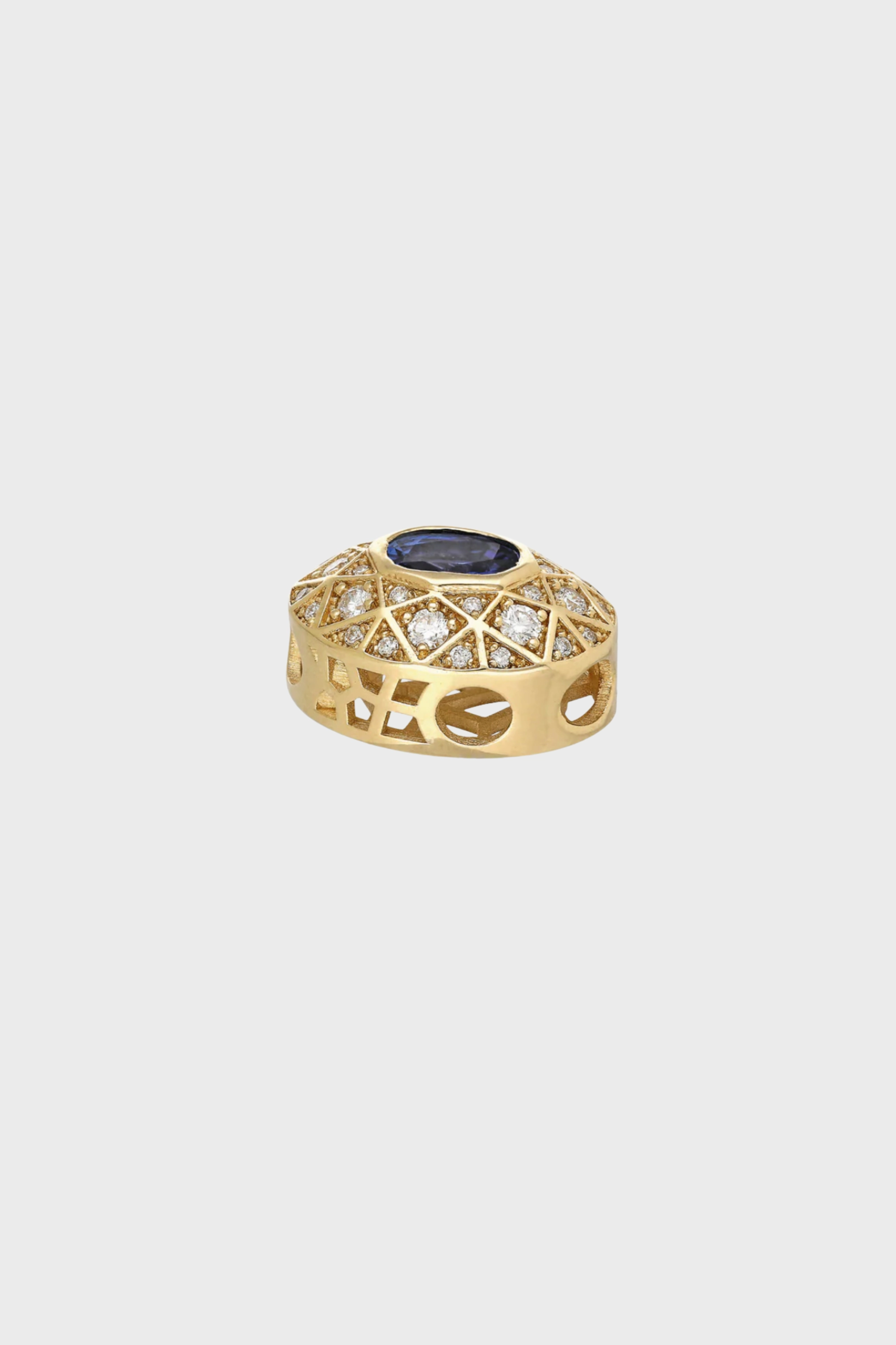 "Gema" Mosaic Bead Pendant, Diamond & Sapphires