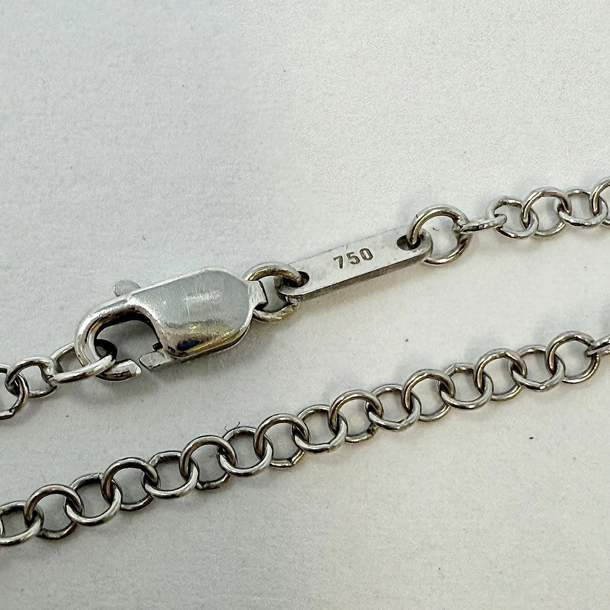 Aaron Basha 18K White Gold Chain with White Gold Blue Enamel Saddle Shoe Pendant