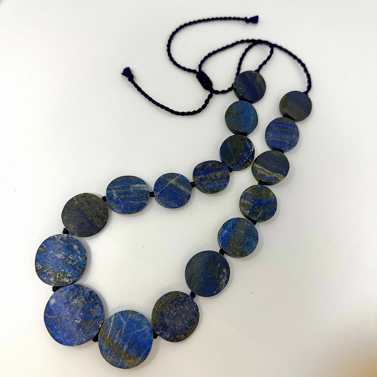 Adjustable Oval Lapis Disk Necklace