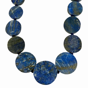 Adjustable Oval Lapis Disk Necklace