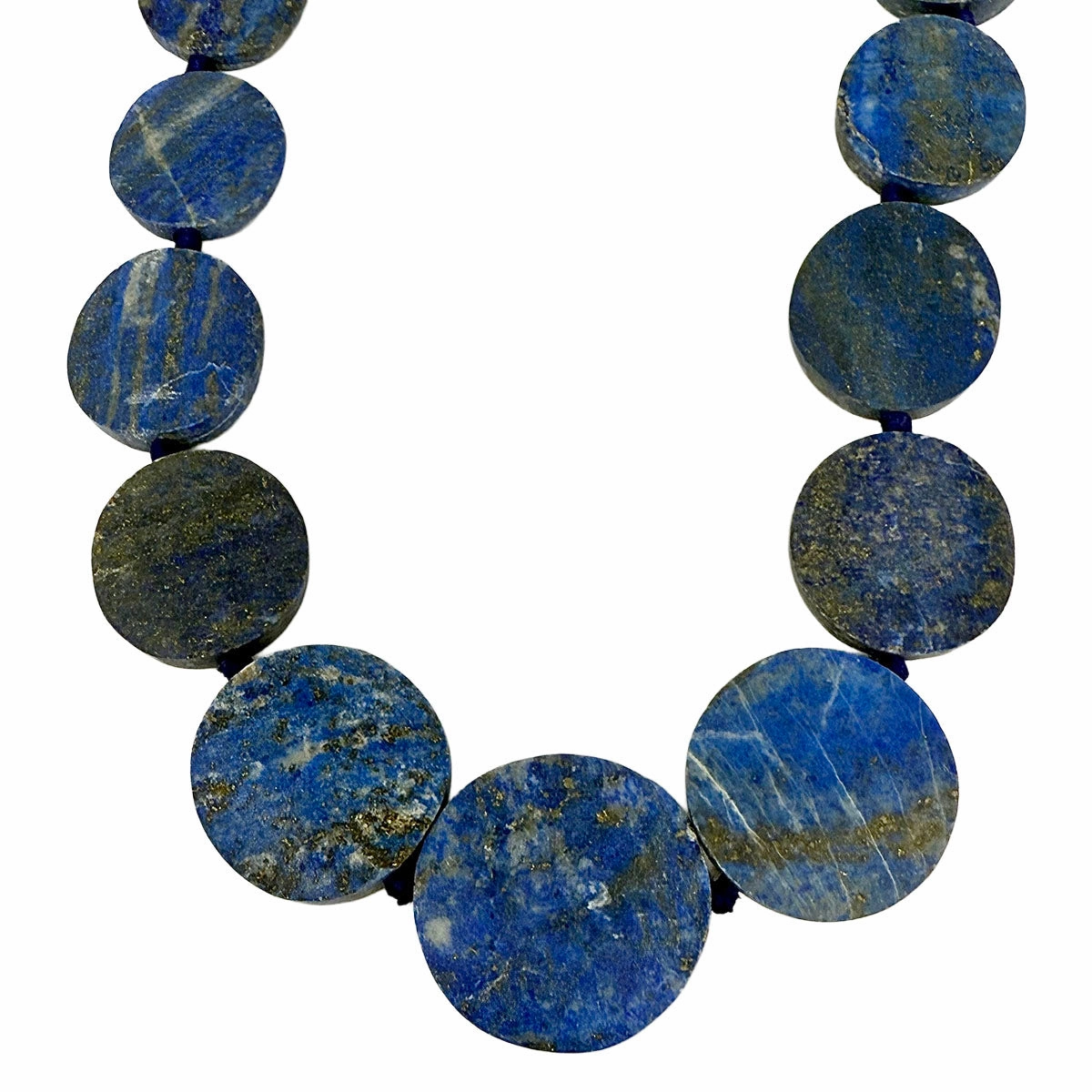 Adjustable Oval Lapis Disk Necklace