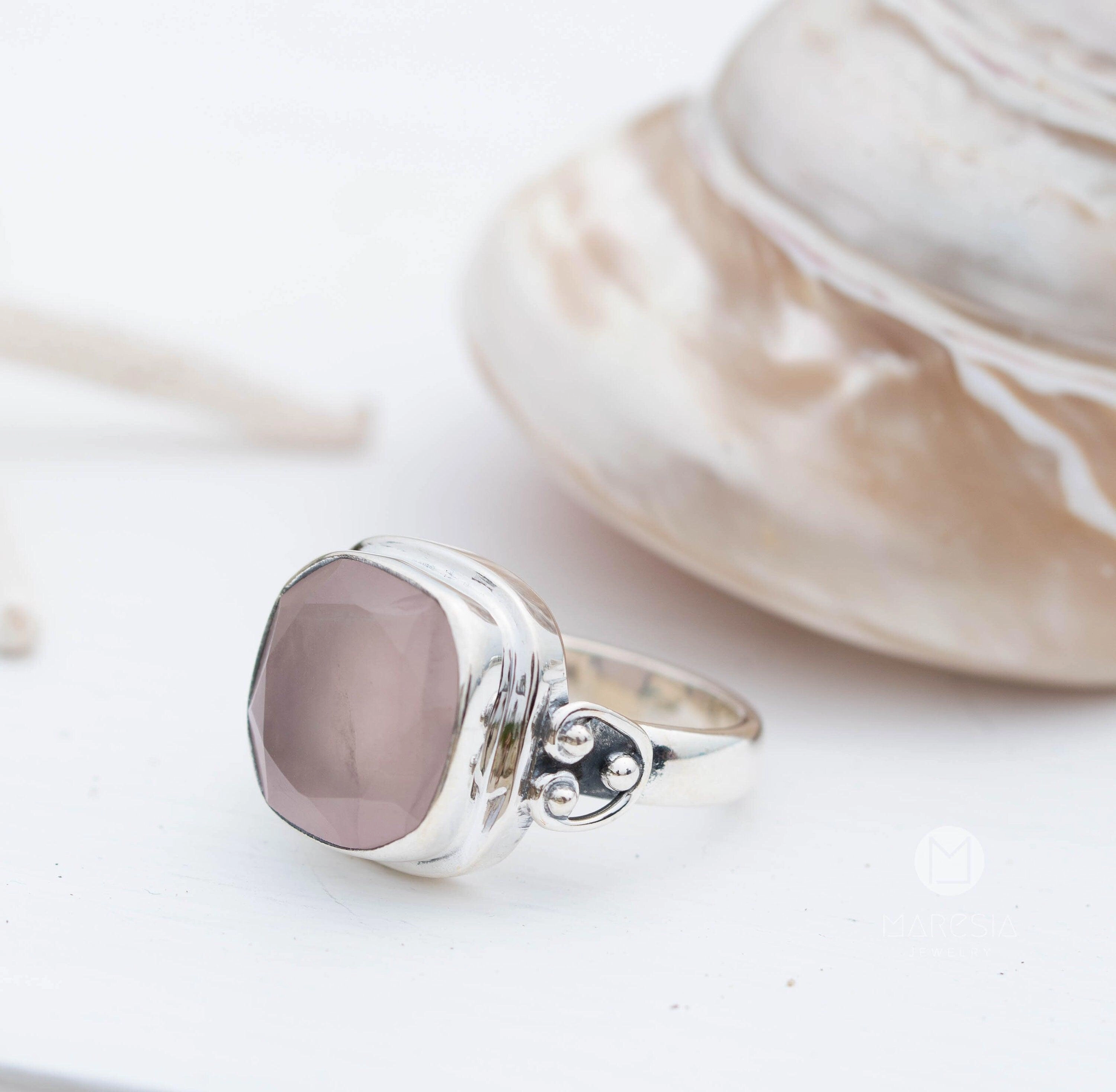 Alice Ring ~ Rose Quartz ~ Sterling Silver 925 ~ MR258