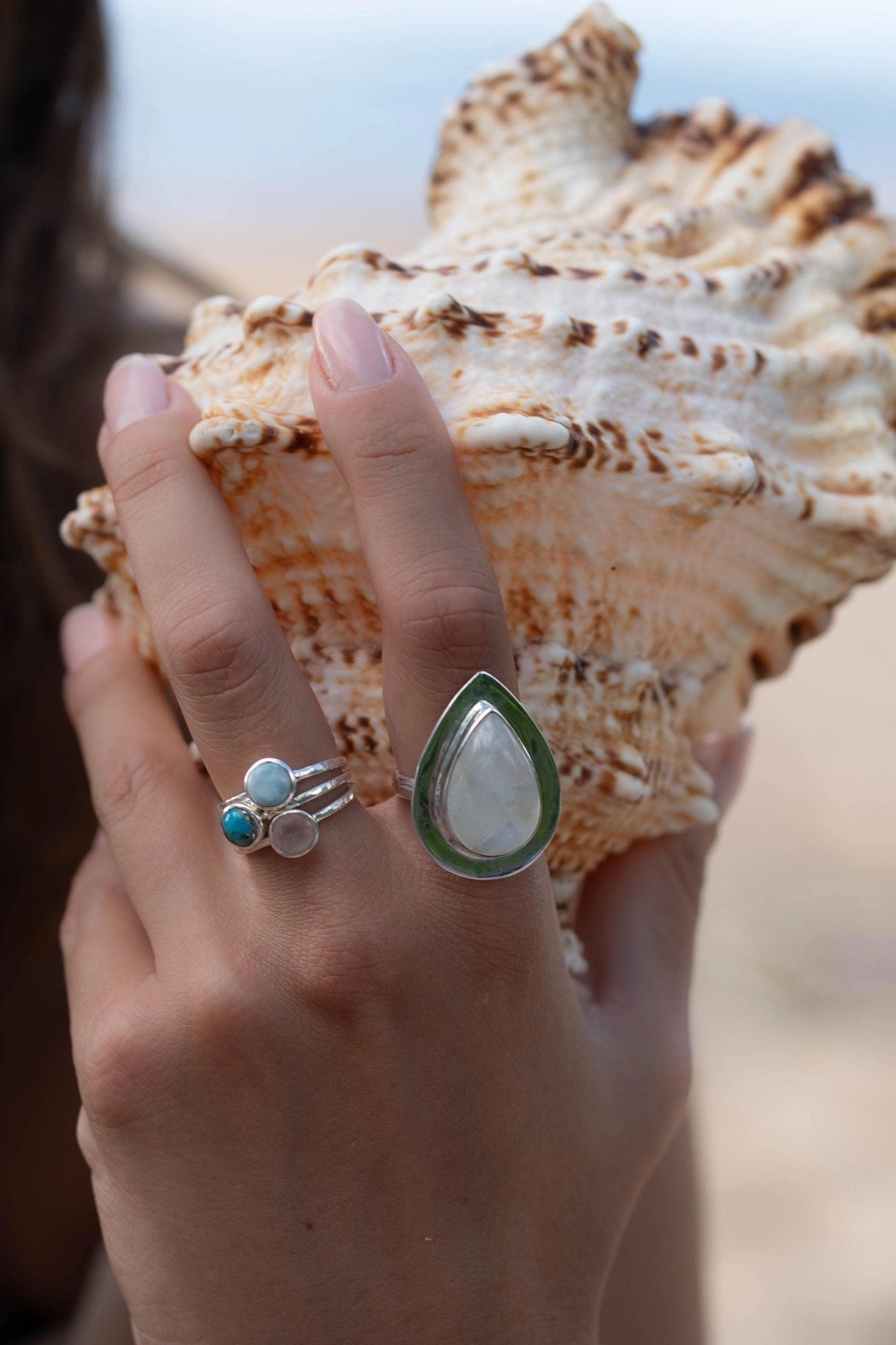 Aline Ring ~ Rose Quartz ~ Sterling Silver 925 ~ MR240