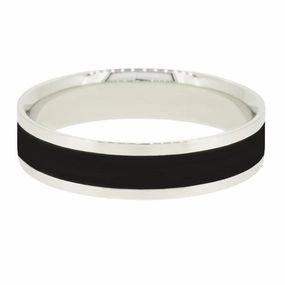 Alliance en or blanc 18 carats et r??sine noir largeur 5 mm