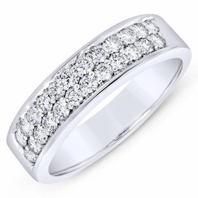 Alliance en or blanc 18 ct, serti de diamants.