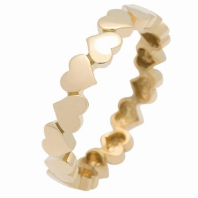 Alliance en or jaune 18 carats motifs coeurs