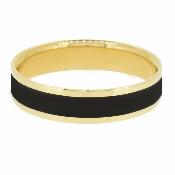 Alliance en or jaune et r??sine noire largeur 5 mm