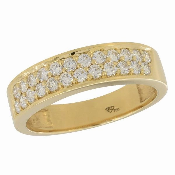 Alliance en or jaune sertie de diamants.