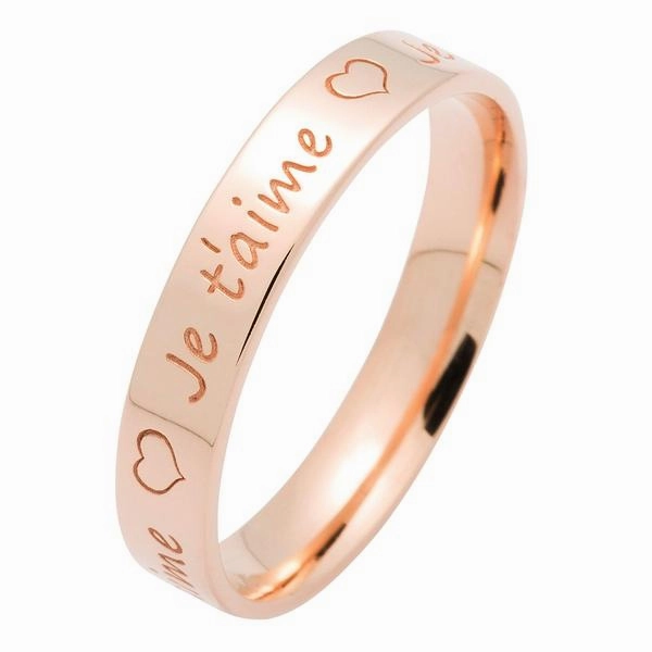 Alliance en or rose largeur 4 mm et gravure personnalis??e.