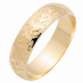 Alliance motif l??opard en or jaune 18 carats largeur 6 mm