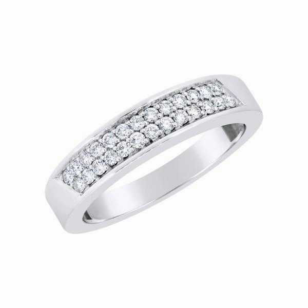 Alliance or blanc 18 sertie de diamants.