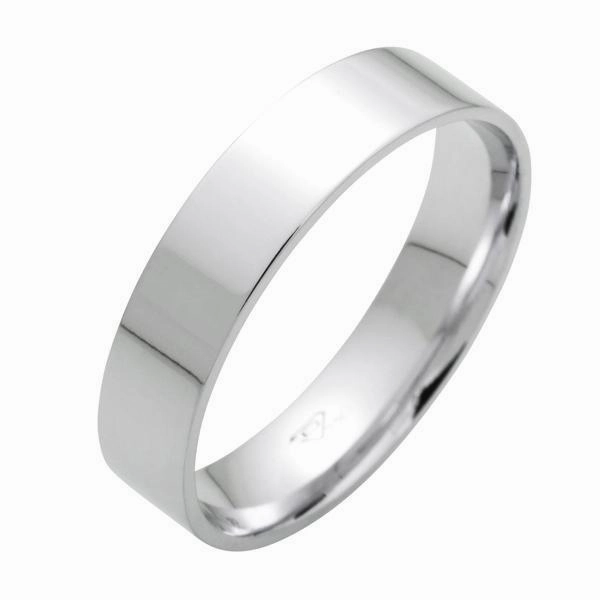 Alliance ruban 5 mm en or blanc.