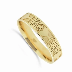 Alliance ruban 5 mm en or jaune 18 carats motifs fl??ches