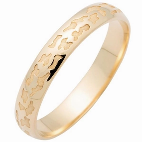 Alliance ruban bomb?? 4m en or jaune 18 carats motif l??opard